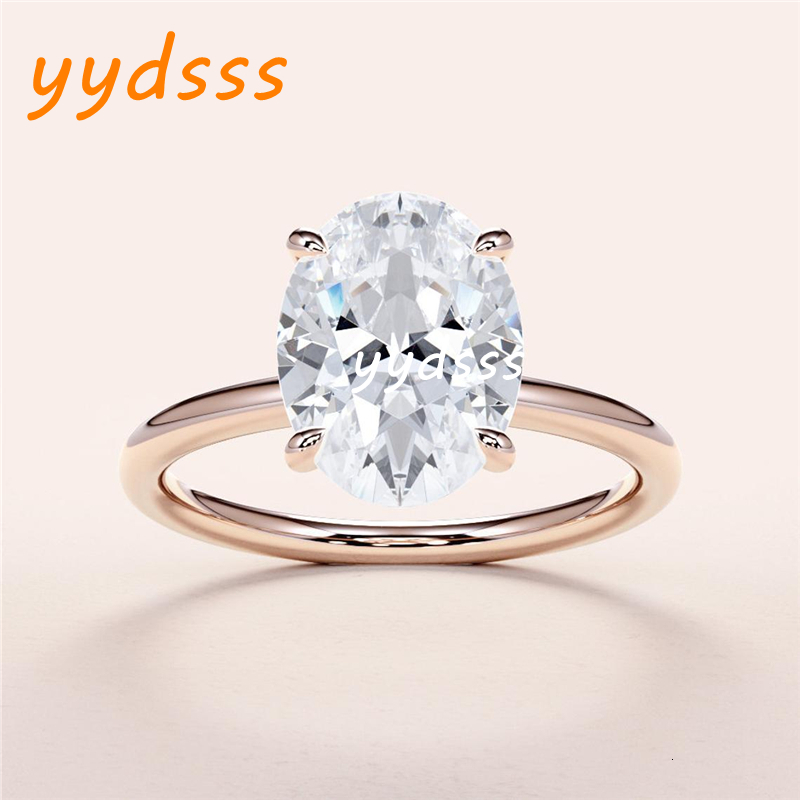 Jewelry 3 Carat Oval Cut Lab Diamond Engagement Ring 18K Real Gold Solitaire Oval Shape E VS1 IGI Certificate Lab Diamond For Women Wedding Gift