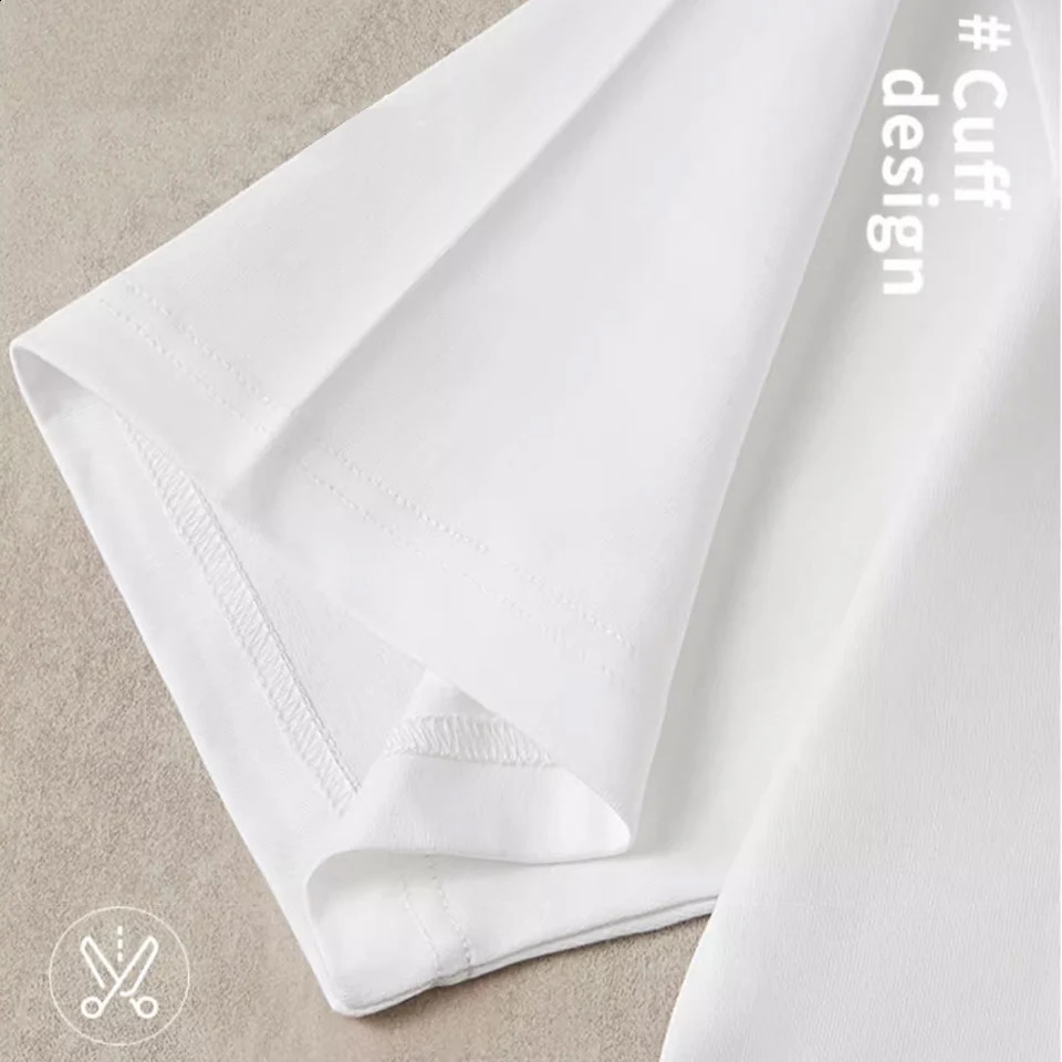 240gsm heavy-duty oversized mens plain weave T-shirt summer high-quality short sleeved T-shirt 100% pure cotton solid color fashionable casual white t