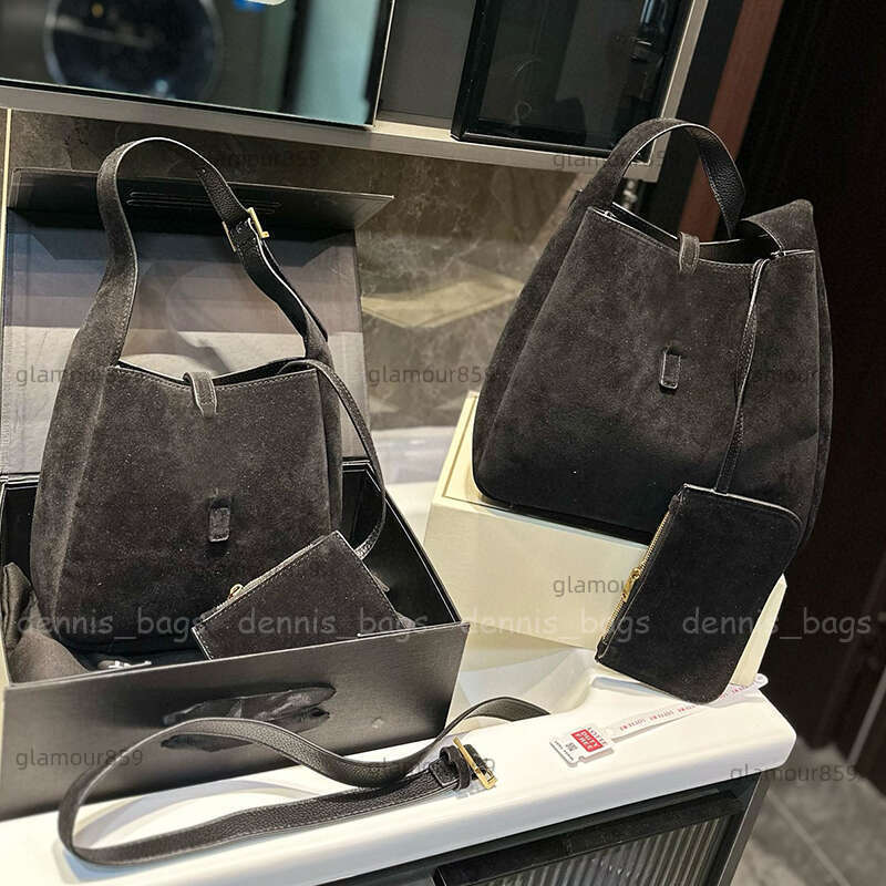 Designer Suede Soft Leather Womens Fashion Shoulder Bag Bucket Totes Mini Brown Handbags with Coin Purses