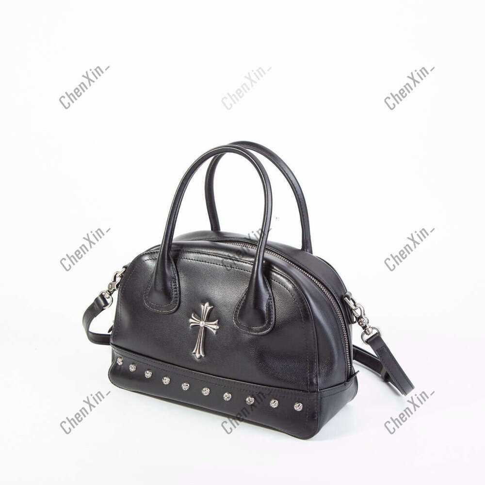 CH bag Charm bags Designer Chrome bag Luxury tote bag Top Layer Cowhide Bowling Vintage Cross Trendy Cool Rivet Motorcycle Single Shoulder Crossbody Shell Bag