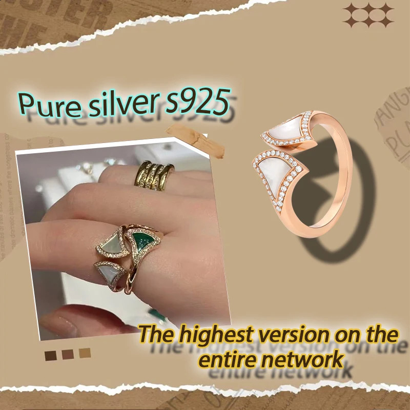 Advanced enamel pure silver S925 ring n fashionable temperament niche BV series ring holiday gift 250425