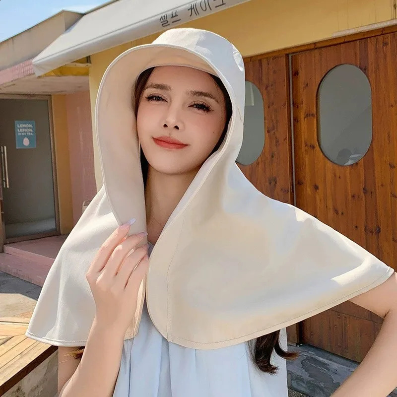 All Around Full Face Sun Protection Hat for Women Large Neck Flap Hiking Hat Outdoor Beach Panama Cap Mask Headscarf Sun Hat 250424