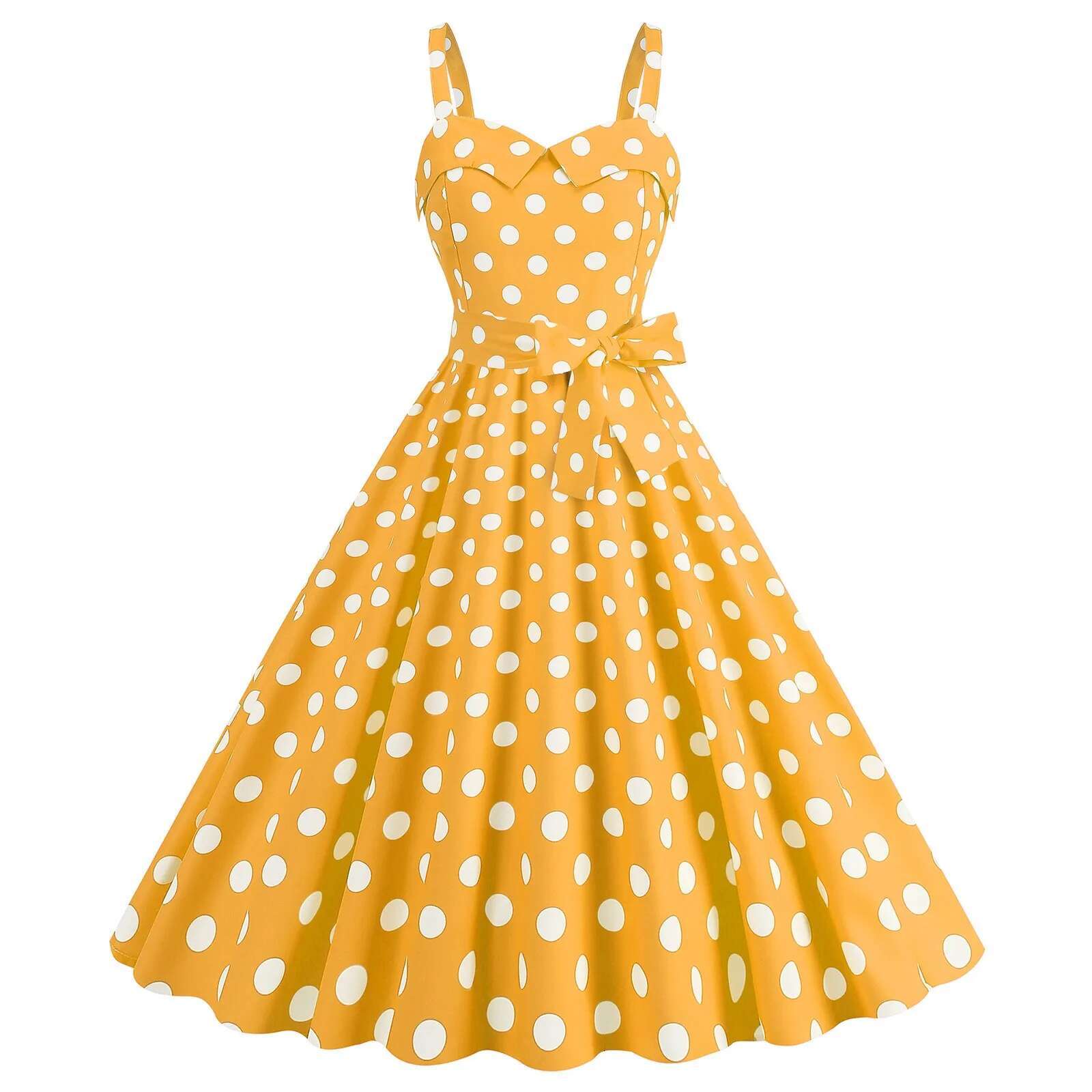 Dongdumaoyi Summer Dresses For Women Sleeveless Retro Robe Hepburn S Rockabilly Polka Dot Pinup Party Prom Dress Swing