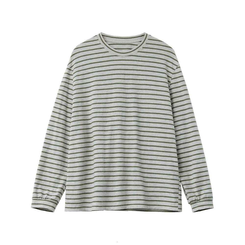 CHIC VEN Women T-Shirts Casual New Round Neck Striped Basic Shirt Loose Tees Female Long Sleeved Top Spring 2025