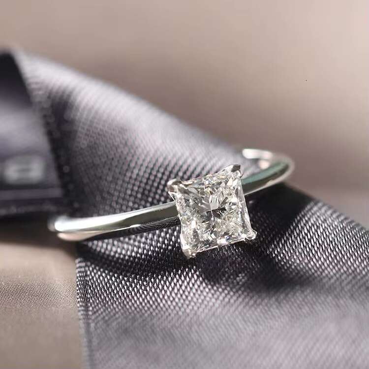 Yu Ying Made 925 Silver D Color Round/Emerald/Square Moissanite Diamond Band Ring for Women Anniversary/party Fine Jewelry