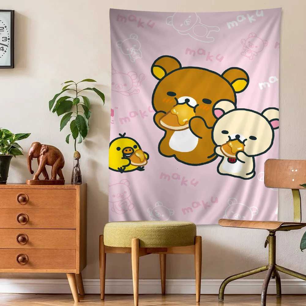 Cute Cartoon R-Rilakkuma Hippie Wall Hanging Tapestries Bohemian Wall Tapestries Mandala INS Home DecorM251125