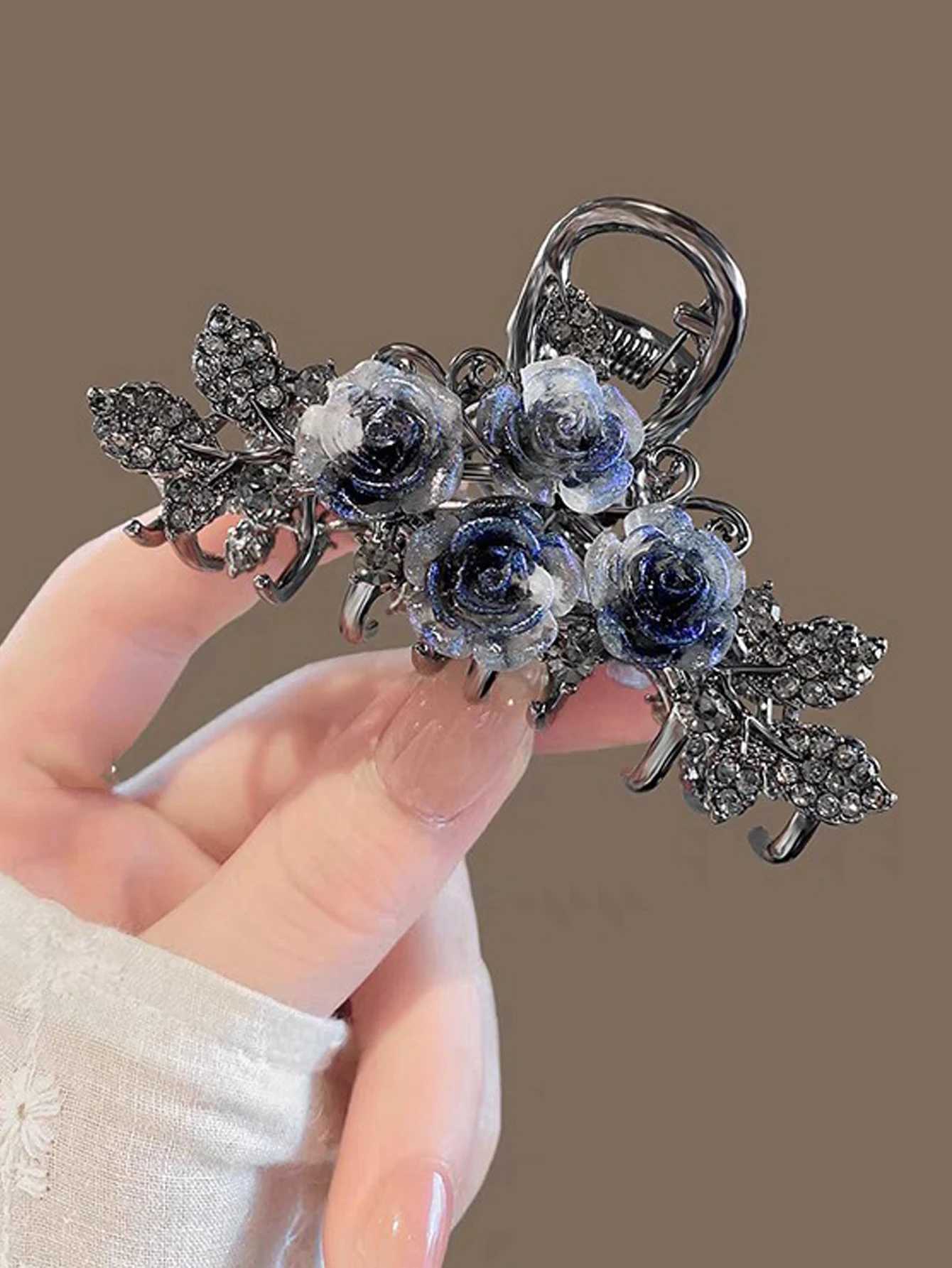 1 fashionable ink water diamond rose hair claw suitable for womens party hair accessoriesT250425