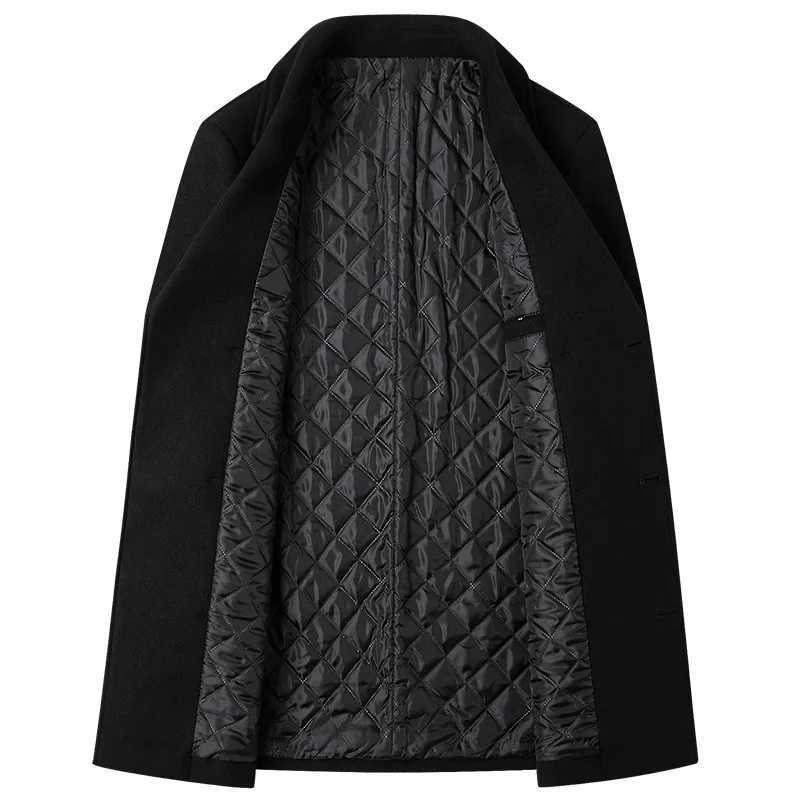 2025 Autumn-Winter Mens Woolen Coat Jacket Mens Thick Jacket Outdoor Large Size Mid-Length Coat European SizeT251125