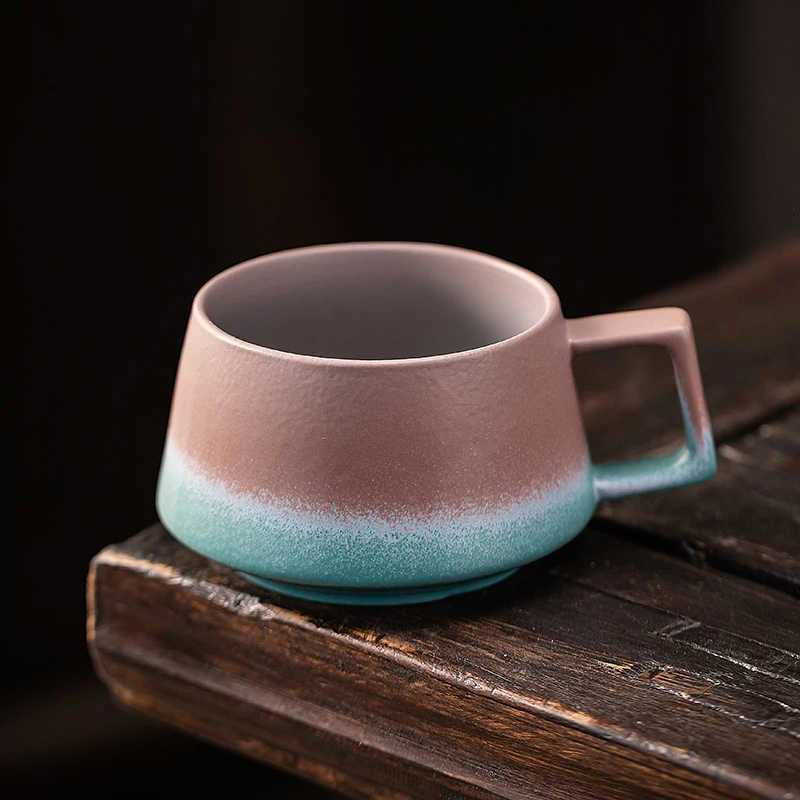 250ml Ceramic Coffee Cup And Dish Set High Beauty Mug With Tray Afternoon Tea Home Splicing Color Office Cup Light Luxury Y251125