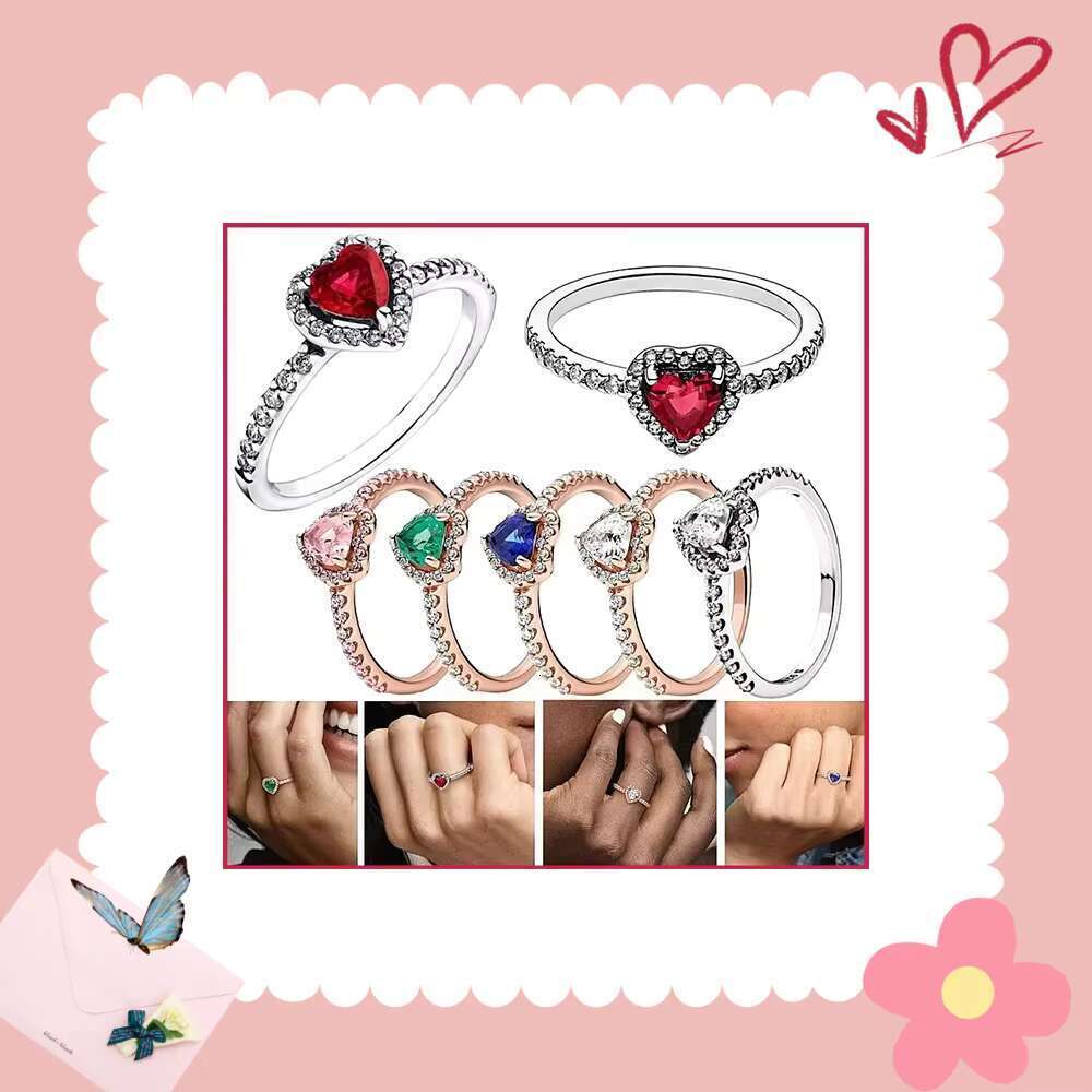 DHCollections Red Heart Female Ring with Colored Zircon the Best Choice Wedding Engagement and Birthday Jewelry for Women
