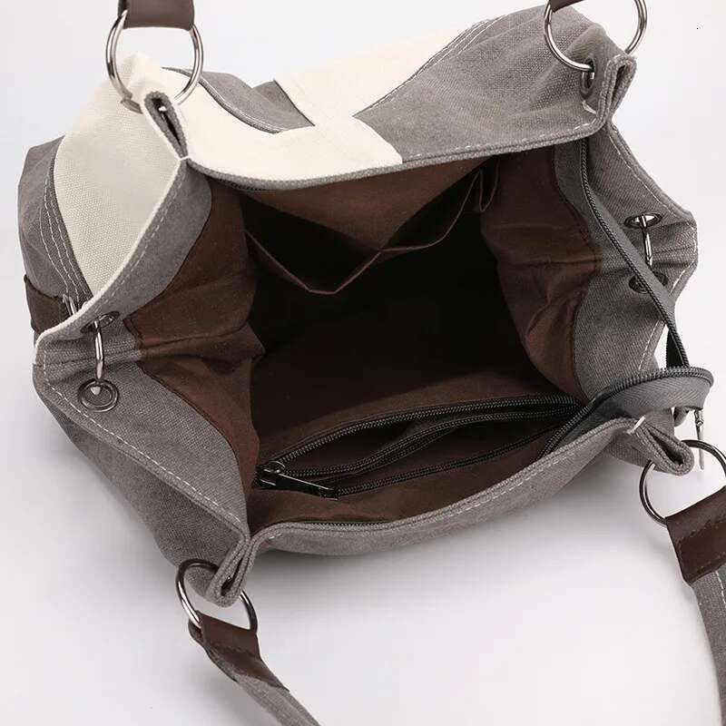 Canvas Ing Contrast Color Tote Fashion Style Handbag Shoulder Retro Crossbody Women's Big Bag