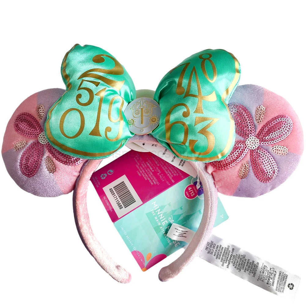Disney New Disney Mickey Mouse Ear Headband Space Mountain Lunar New Year Minnie Bow Pink Glitter Cartoon Anime Headband Gif X250425