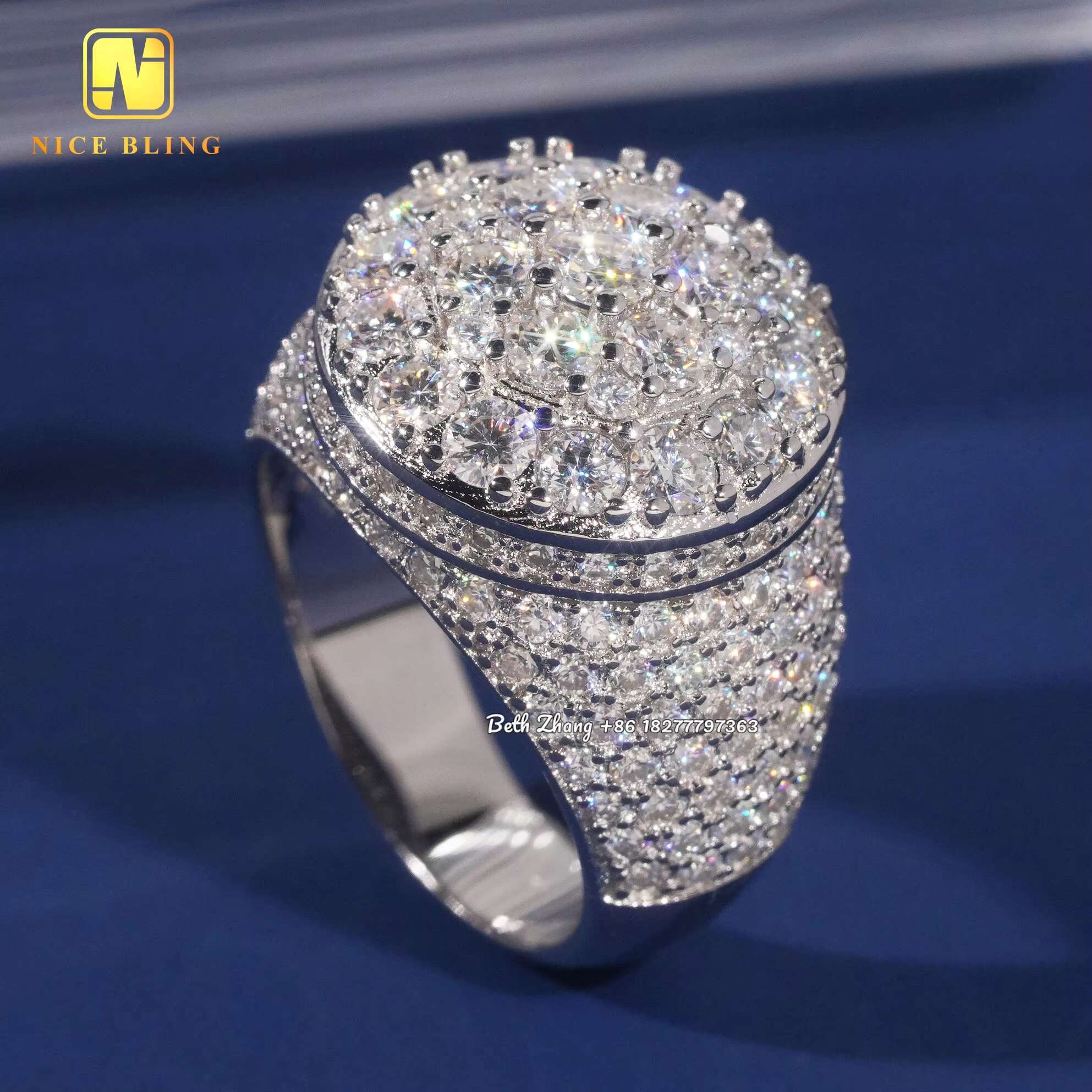 Hip Hop Fashion VVS Moissanite Engagement Sier Men Jewelry Iced Out Pinky Rings Pass Dia Tester