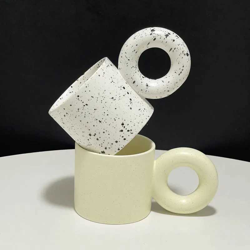 Korean Style Fat Mug Design Splash Ink Ceramic Cup Spot Mugs Simple Coffee Mug Couple Cups Tea Drinkware Y251125