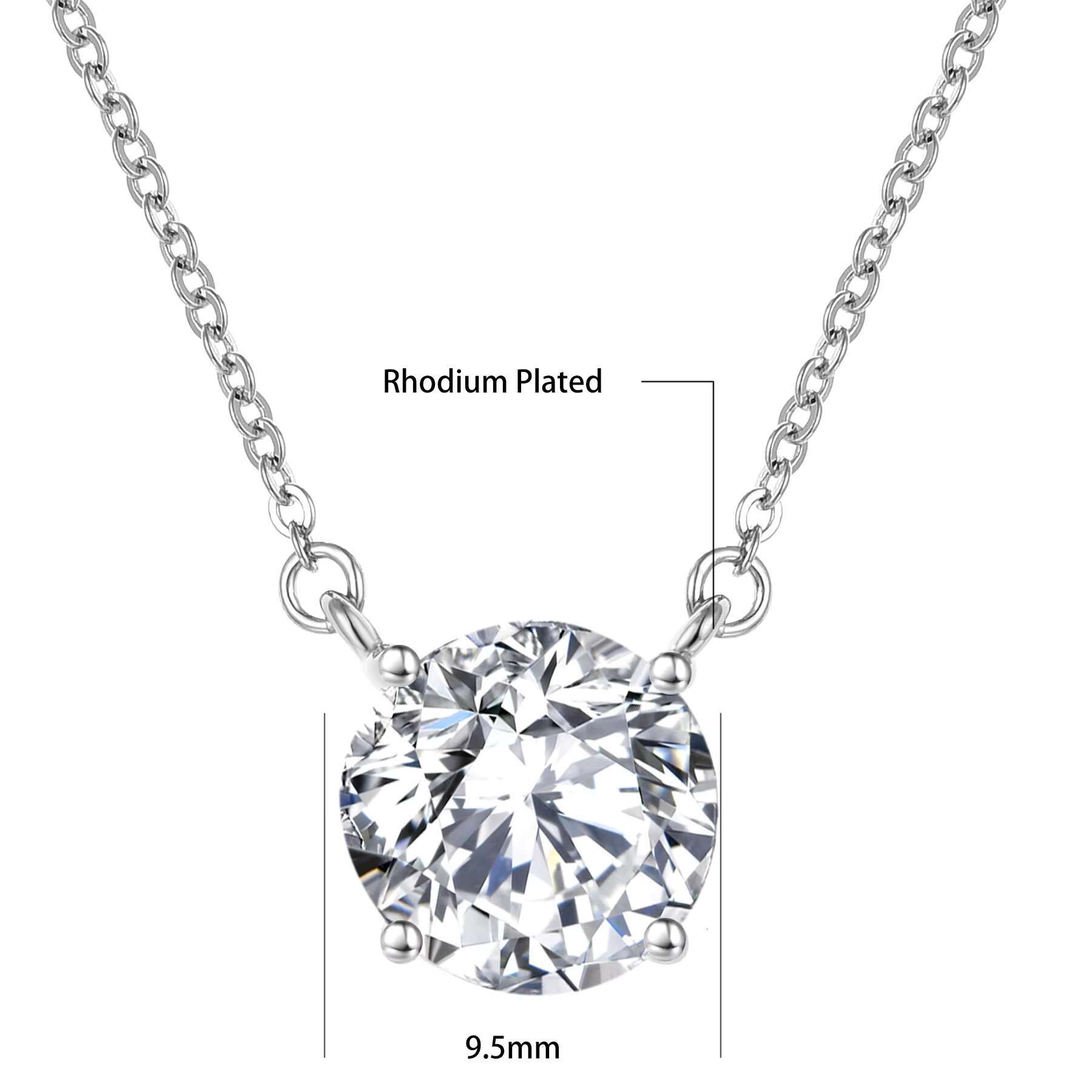 Minimalist Jewelry 925 Sterling Silver Ladies Elegant Temperament Shiny Round Cut Moissanite Necklace Bride Engagement Jewelry