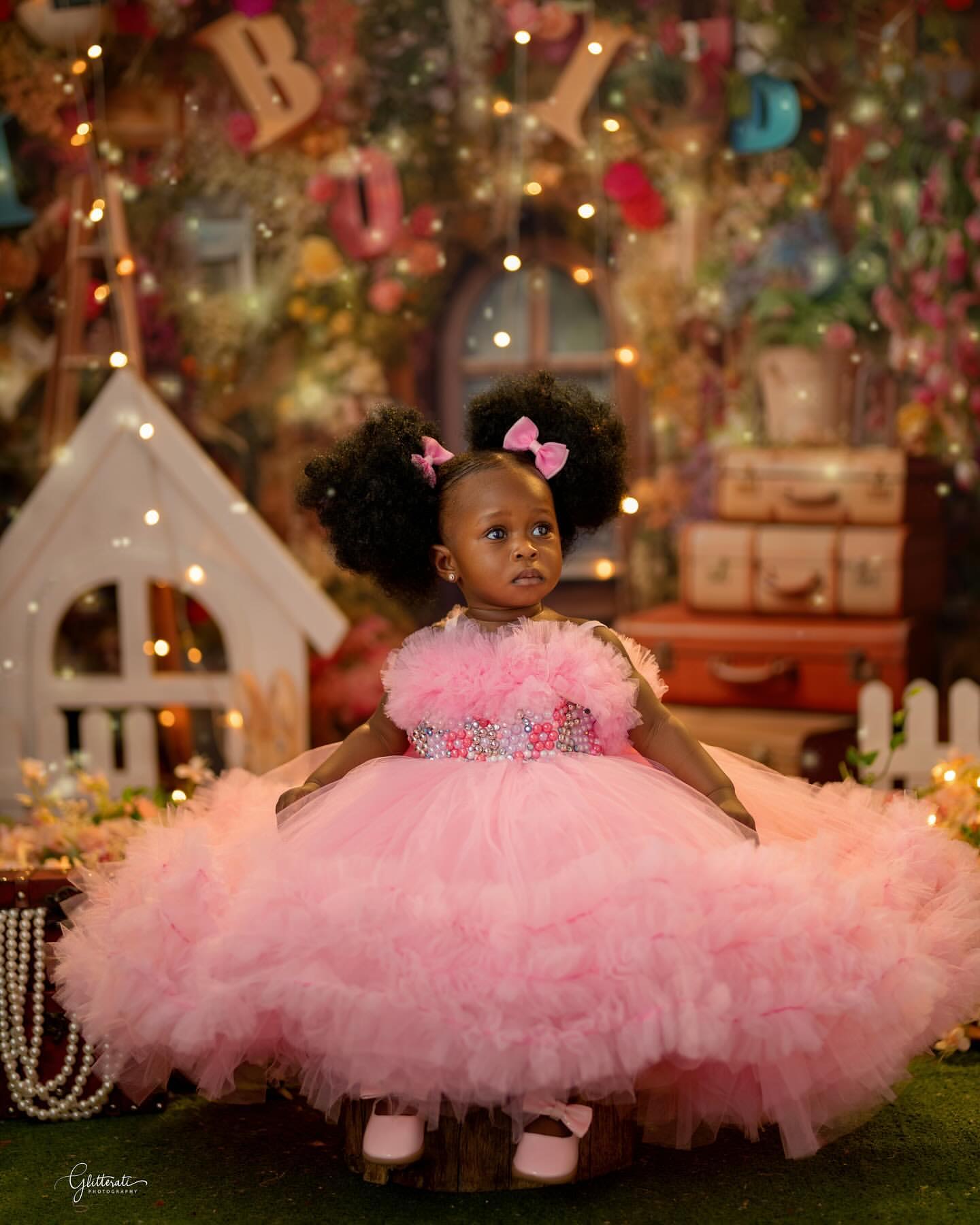 2026 Pink Ball Gown Flower Girl Dresses Pearls Spaghetti Tulle Bow Halter Little Girl Christmas Peageant Birthday Christening Tutu Dress Gowns ZJ424