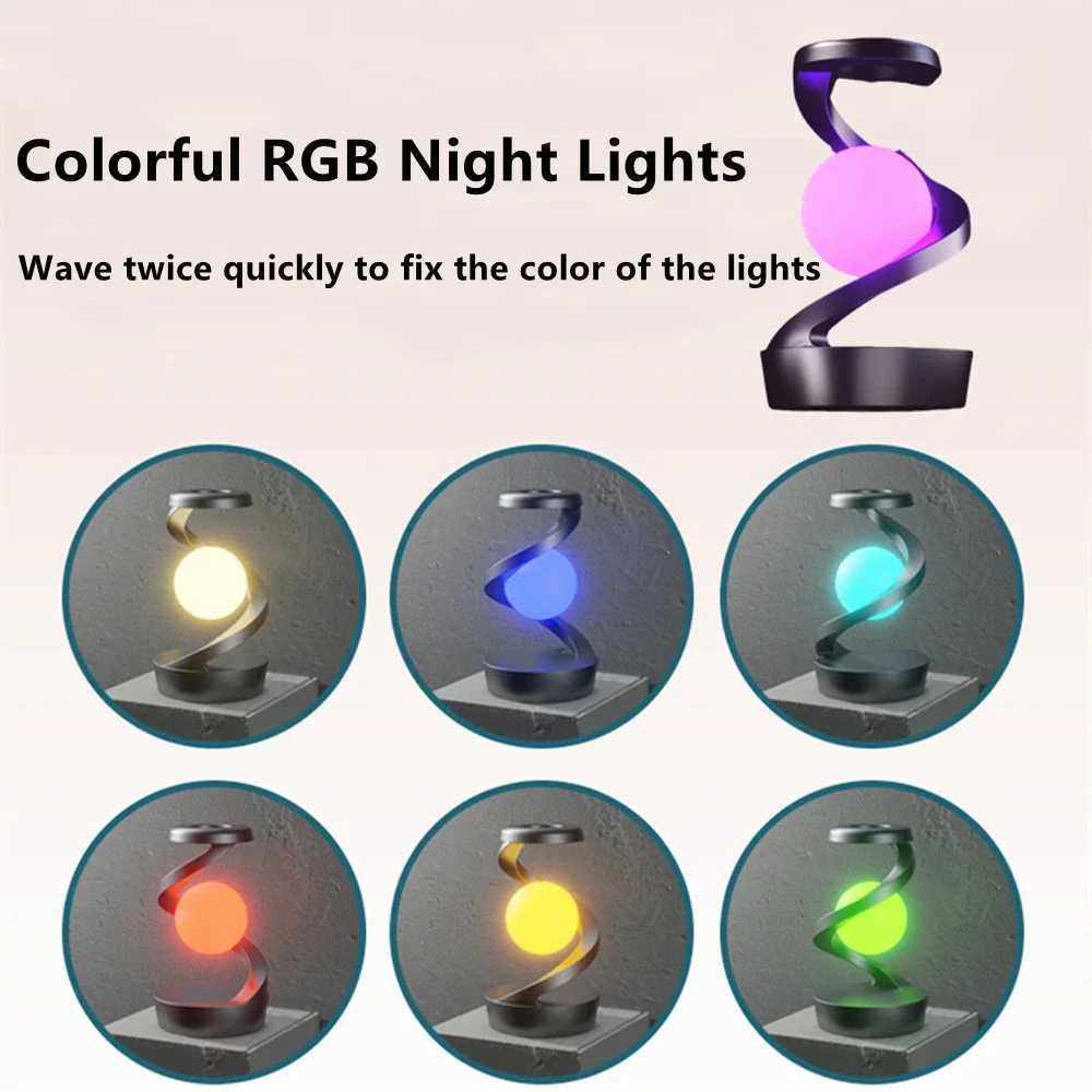 Creative Table Lamp Rotating Floating lamp 15W Wireless Charger Mobile Phone Wireless Charger RGB Atmosphere Night Light C251125
