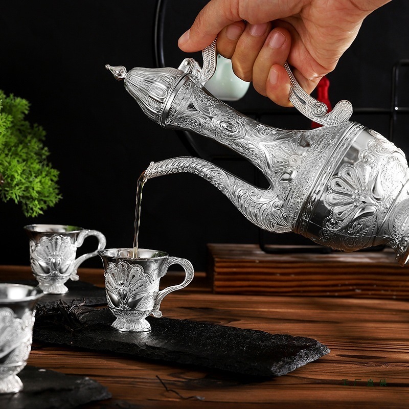 Peacock Silver-Plated Wine Pot Wine Set Grand Bazaar Film and Television Stage Shooting Props Dubai Same Style 251125