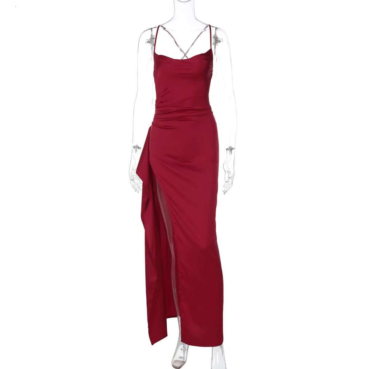Dongdumaoyi Townlike Ruffles Elegant Maxi Long Dress Women Spaghetti Strap Summer Backless Split Nightclub Sexy Party Dresses