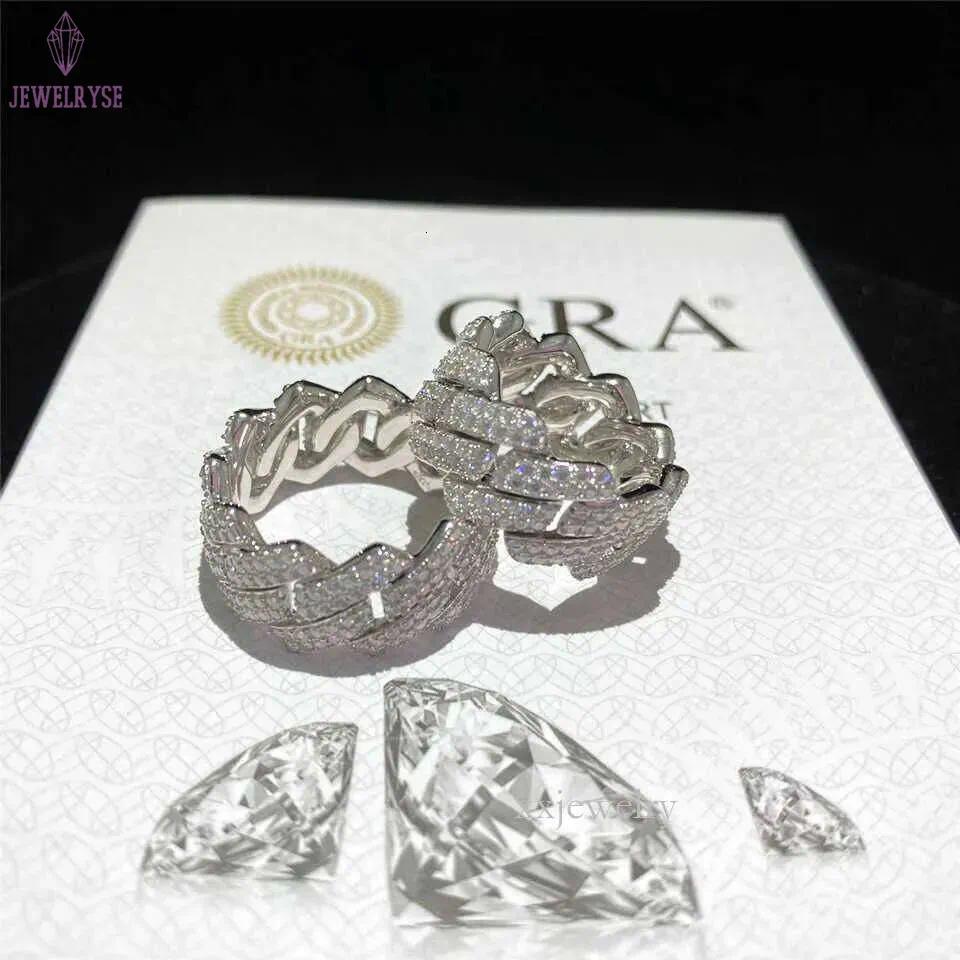 Band Custom Hip Hop Sterling Sier Vvs Moissanite Dia Rings Men Iced Out Ring Gold Plated Cuban