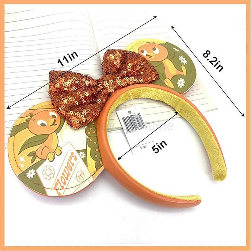 Disney Mickey Mouse Ear Headband Cartoon Disney Orange Bird Mickey Mouse Headband Adult/Children Plush Role Playing Dry Bow Hair Accessories X250425