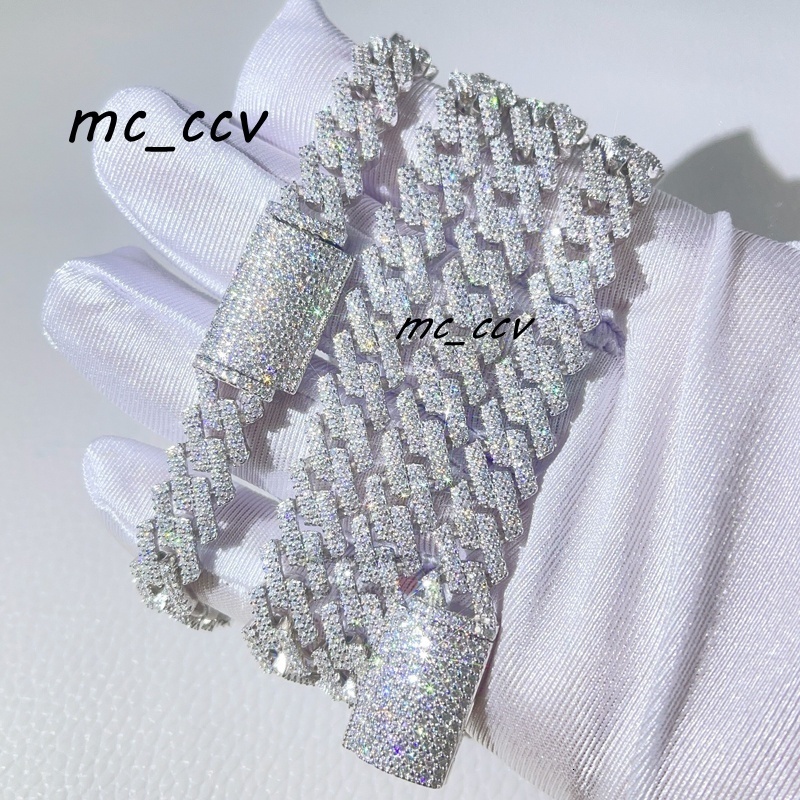 Gra Certificated Pass Diamond Tester Iced Out Hip Hop 10mm Vvs Moissanite Cuban Necklace