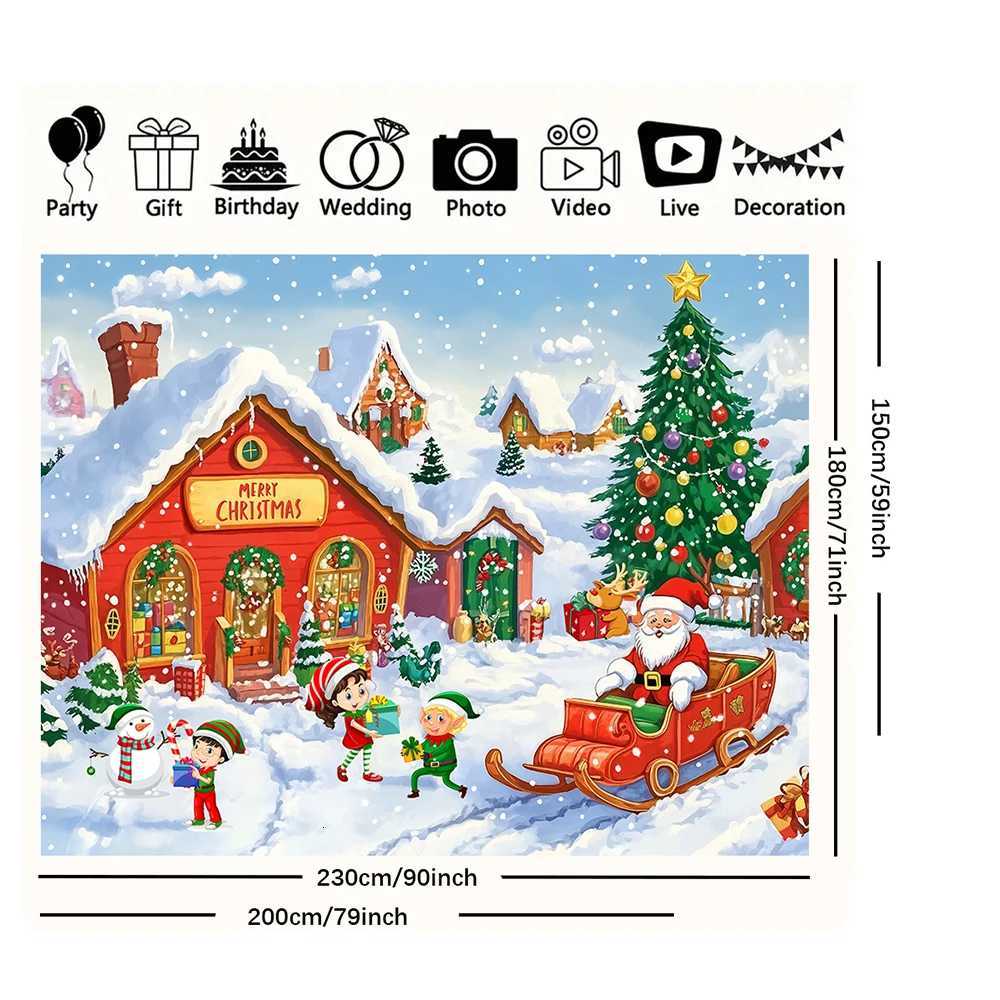 1 Pc Christmas Tapestry Christmas Decoration Christmas Banner Arctic Village Photo Booth Background Christmas DecorationM251125