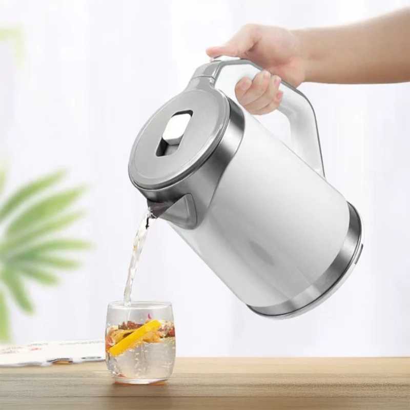 US/EU 110V/220V Stainless steel Electric Kettle Double-layer Anti scalding Keep Warm Pot Large Capacity Coffee Hot Water Boiler C251125