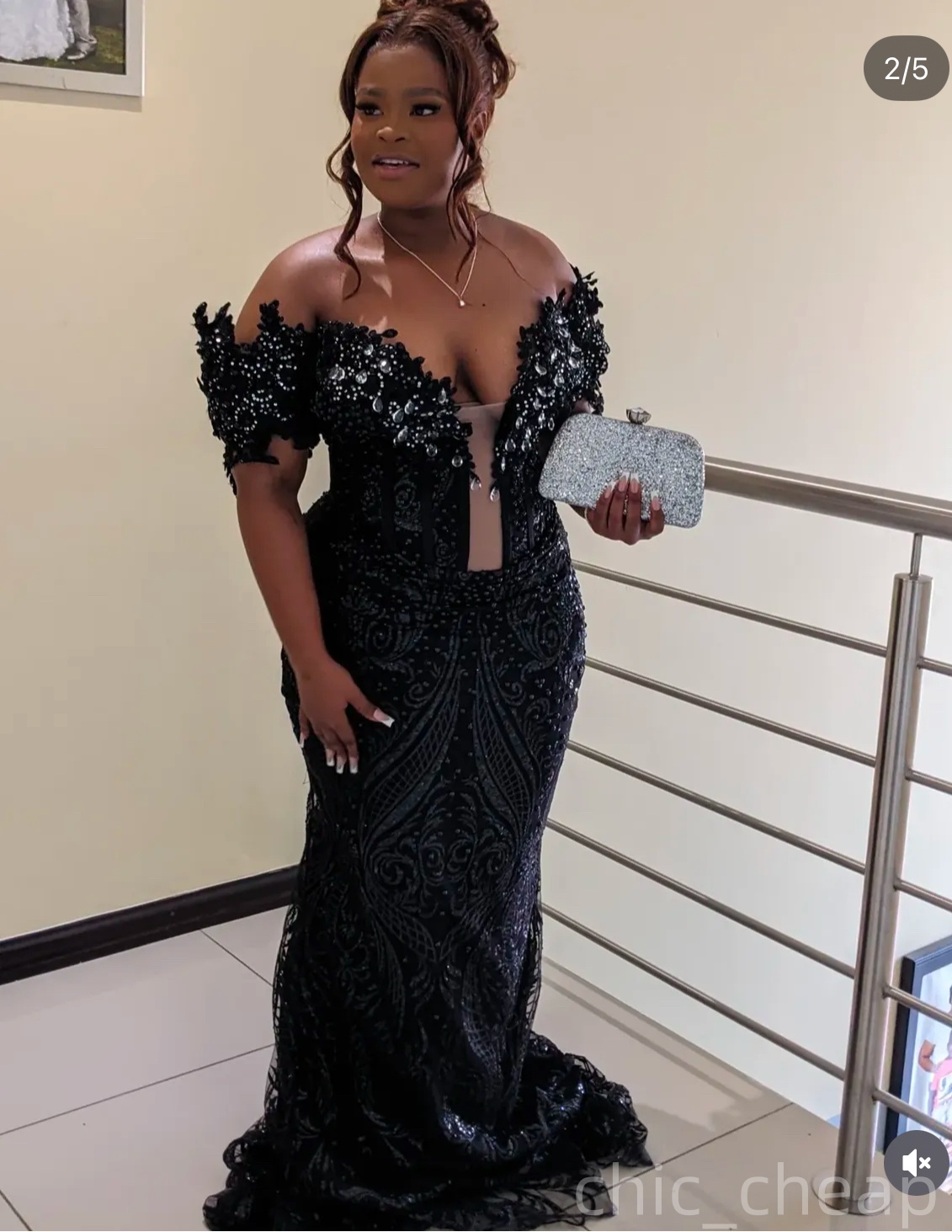 Black Mermaid Plus Size Prom Dresses 2025 Crystals Sequined Sweetheart Eelgant Evening Formal Party Second Birthday Engagement Gowns Dress For Special