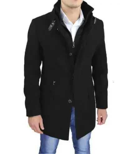 Pop 2024 Autumn And Winter New Product Mens Large-size Zippered Faux Two-piece Woolen Overcoat From Japan And South KoreaT251125
