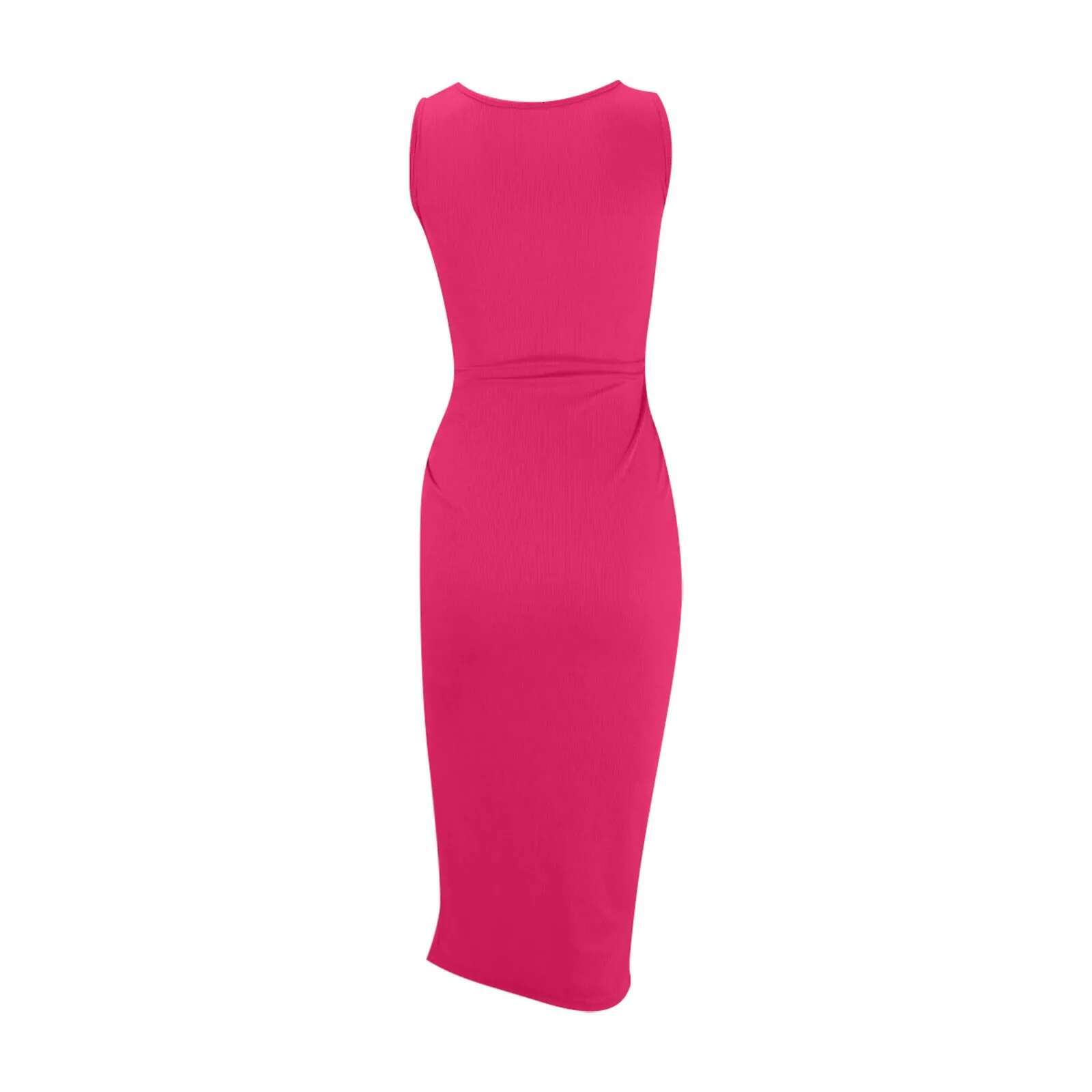 Dongdumaoyi New Fashion Women Sexy Pink O Neck Hollow Out Sleeveless Bodycon Party Club Event Slit Maxi Dress Long Gown Dresses