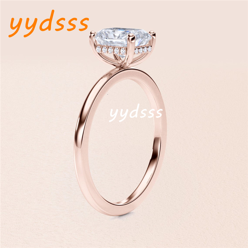 Jewelry 14K Solid Gold Solitaire Radiant Lab Diamond Ring IGI Certificate D VS1 Engagement Womens Gold Ring Platinum 18K Available Wedding Ring