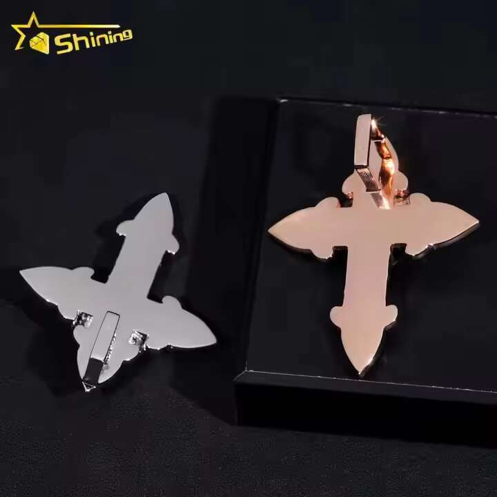 New Design Hot Selling 925 Sterling Silver Gold Plating Hip Hop Jewelry VVS Diamond Necklace Moissanite Iced Out Cross Pendant