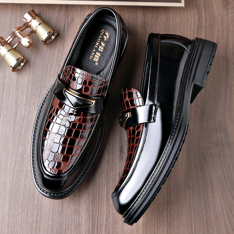 New Design Arrival Men's Business Dress Leather Shoes Outdoor Fashion Thick Bottom Versatile slip-on Size 38-44 Casual Shoes Free Shipping Black 