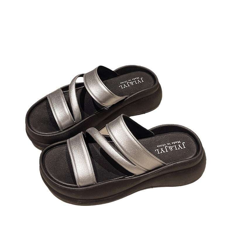 Exquisite thick soled height increasing women's summer outdoor wear 2024 new style dress for casual beach sandals