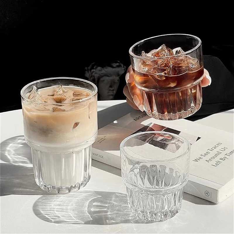155ml/250ml/316ml Vintage American Coffee Mug Latte Mocha Coffee Cups Heat-resistant Drinking Glasses Transparent Cappuccino Cup Y251125