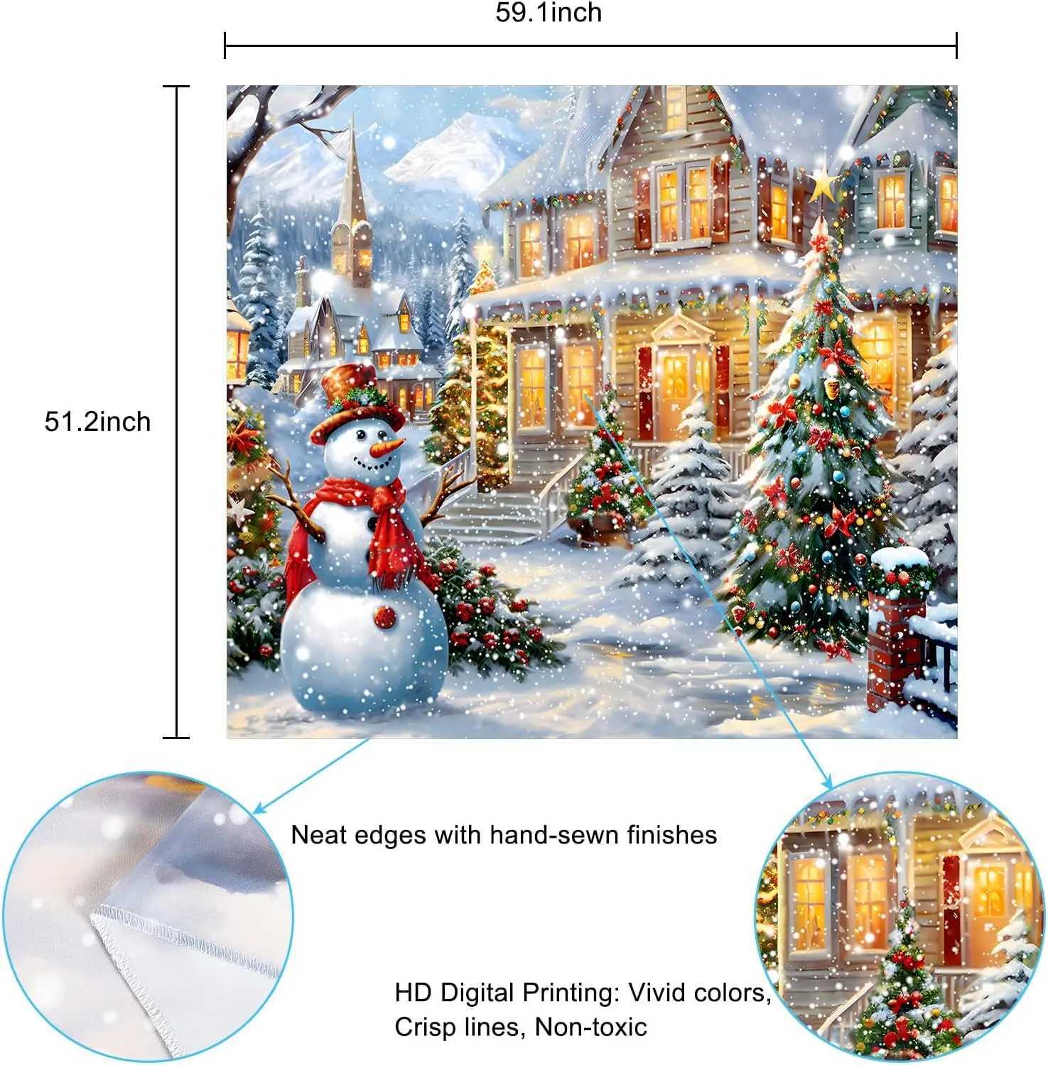 Krelymics Christmas Tapestry Xmas Tree Tapestries Snowman Tapestry Snow Happy New Year Backdrop Decor Winter Warm House TapestryM251125