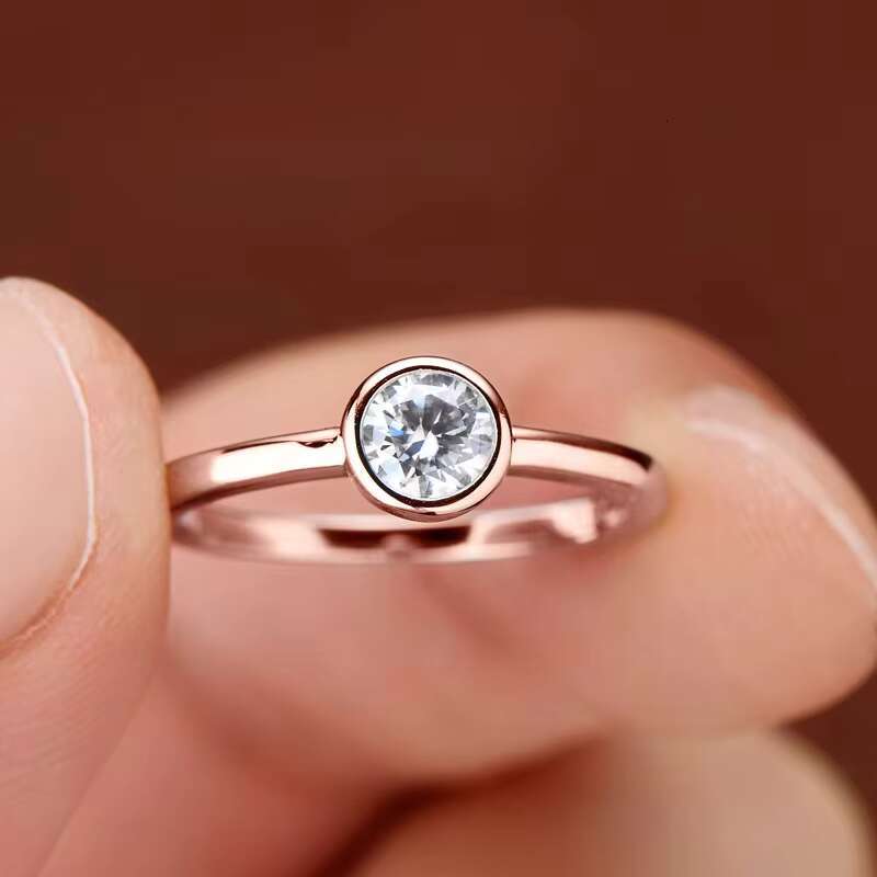 AISMI 925 Sterling Silver 5mm 0.5ct Round Cut Moissanite Solitaire Engagement Ring for Women - Latest Design