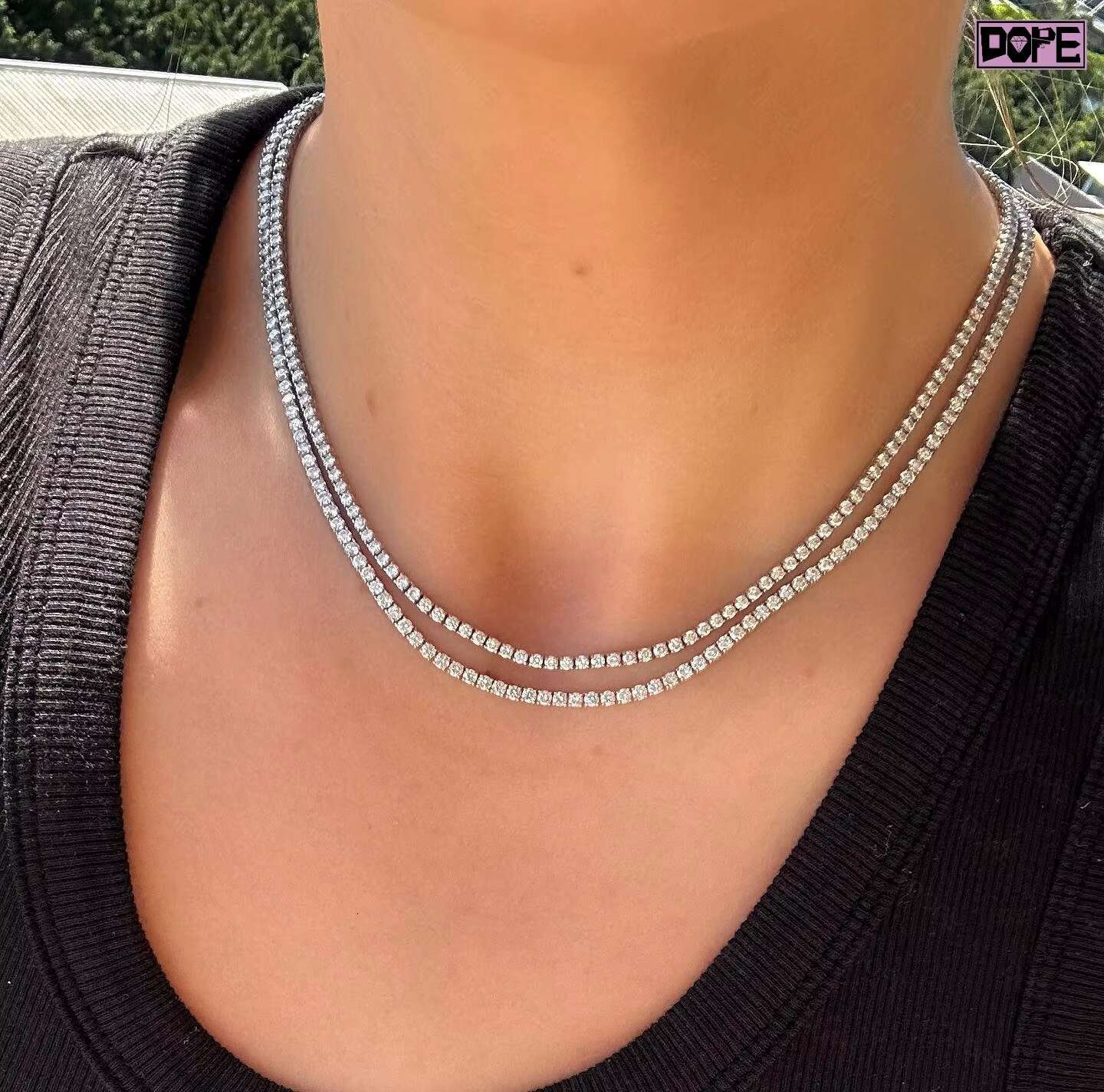 In Stock Tennis Chain 3mm High Quality 20 Tennis Necklace 925 Silver Hiphop Iced Out Moissanite Tennis Chain
