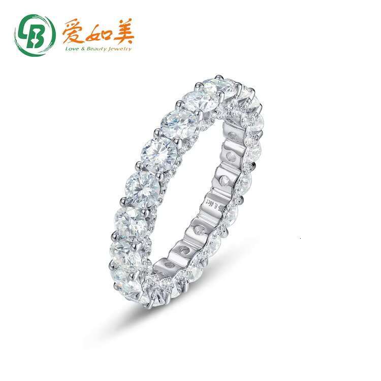 925 Sterling Silver VVS Moissanite Diamond Round Wedding Ring Full Eternity Band Engagement Ring Fine Jewelry 2mm 4mm