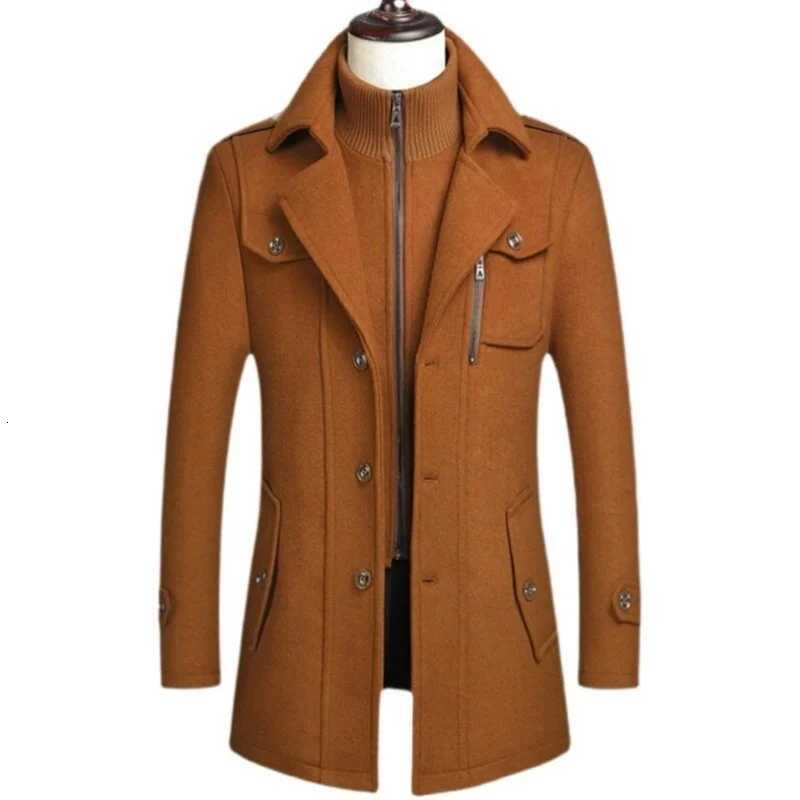 Mens Double Collar Wool Coat Fashion Handsome Autumn Winter Business Style High Quality Middle-aged Mens Fashion Woolen CoatT251125