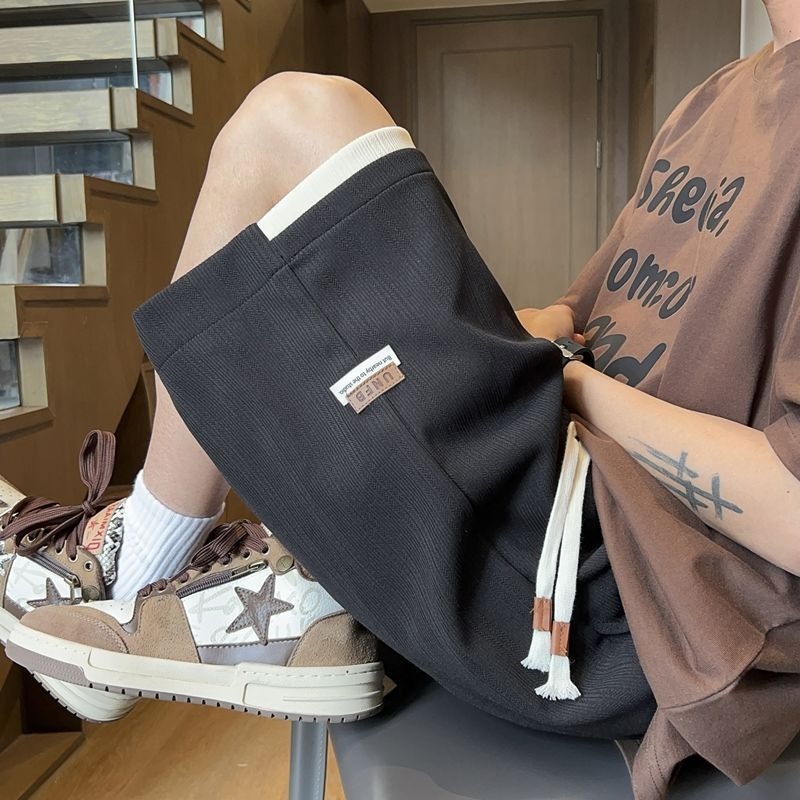 Summer breathable fabric fake two-piece five quarter pants simple casual versatile loose shorts men's trend