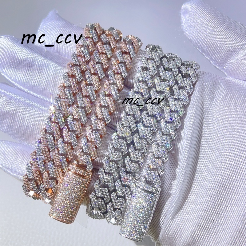 8mm Hip Hop Iced Out Men Fashion Rapper Jewelry Vvs Moissanite Cuban Link Chain 925