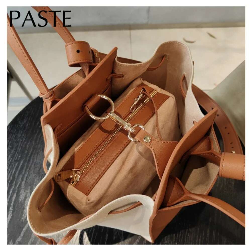 Designer Bag New Hot Selling Fashionable Large Capacity Wings Trapeze Tote Hit-Color Genuine Cow Leather Women Handbag Shoulder Bag