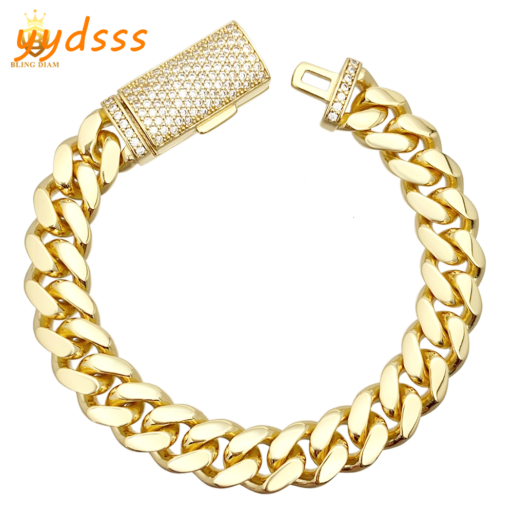 10mm 12mm Hip Hop Jewelry Cuban Link Chains 925 Sterling Silver VVS Moissanite Iced Out Diamond Stainless Steel Gold