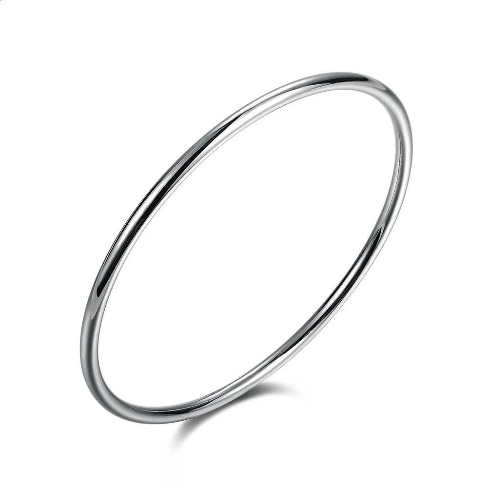 925 sterling silver womens bracelet with simple single loop n diameter 65 cm pure wedding jewelry 250415