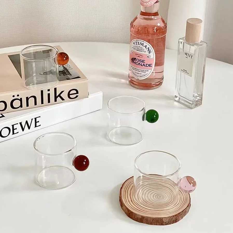 6PC Espresso Cups Small Tea Cup Set Heat Resistant Glass Teacups Bucket Table Decor 110ml Capacity Y251125