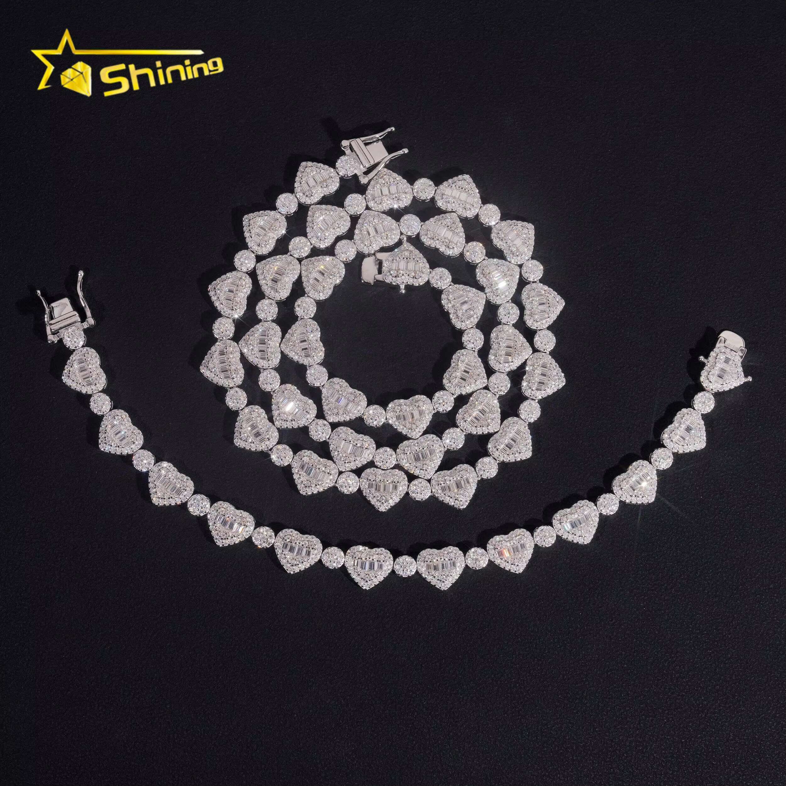 Pass Diamond Tester Silver 925 Gold Plated Hip Hop Jewelry Cuban Link Bracelet Iced Out Custom Heart Tennis Chain Bracelet