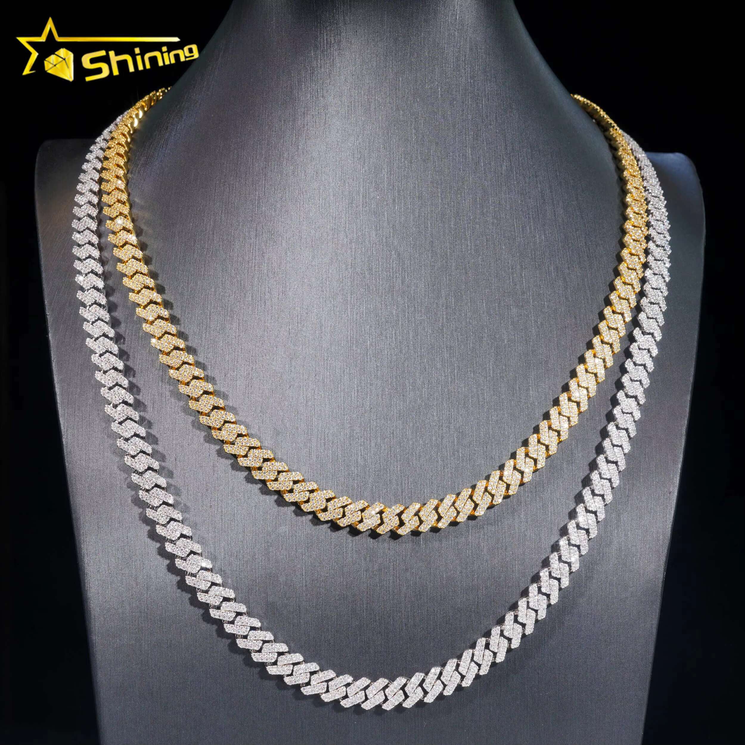 Hip Hop Jewelry Rapper Fashion Cuban Necklace 18K Gold Plated 8MM Brass Moissanite Diamond Cuban Link Chain