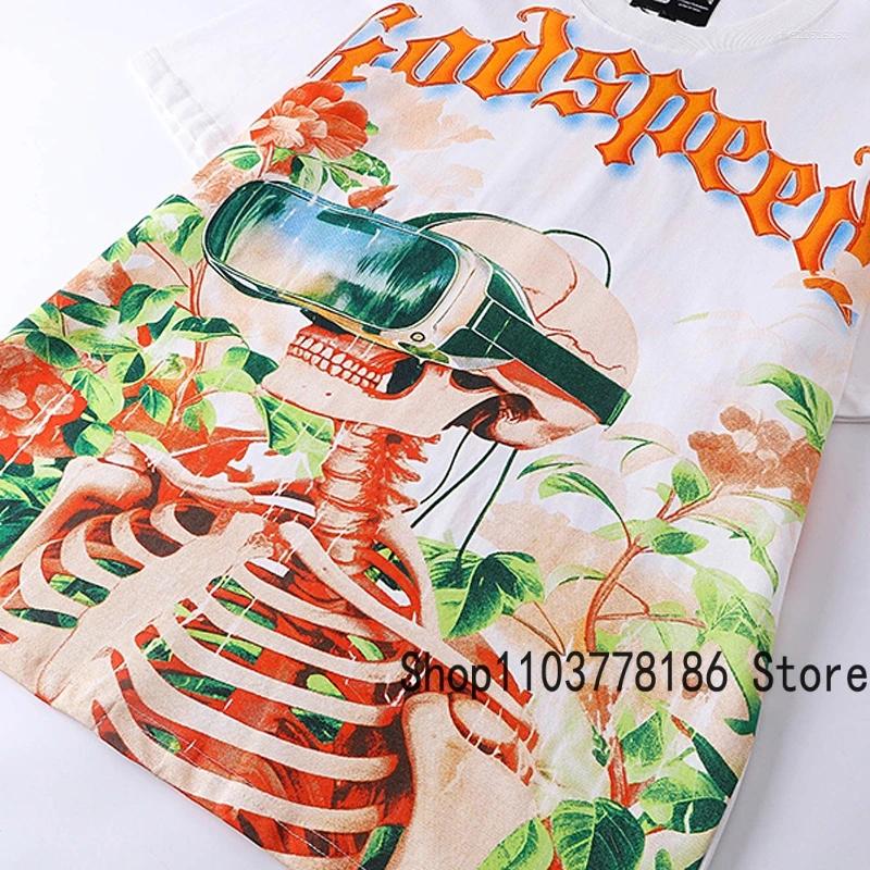 Men's T Shirts 2025 Short Sleeve Unisex American Abstract Colorful Skull Print Top Tee Summer Trend Streetwear